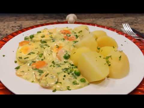 Egg fricassee with parsley potatoes - Inexpensive, delicious and quick to prepare