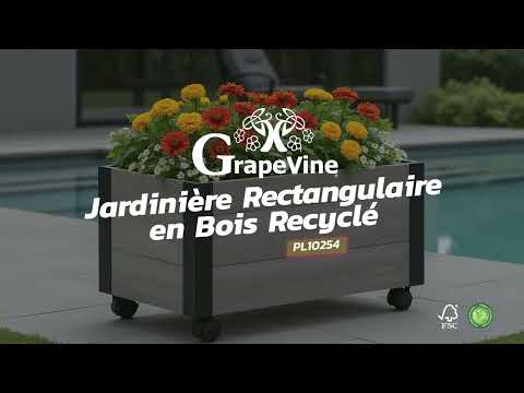 Grapevine Jardinière rectangulaire en bois recyclé (24 po avec roulettes)
