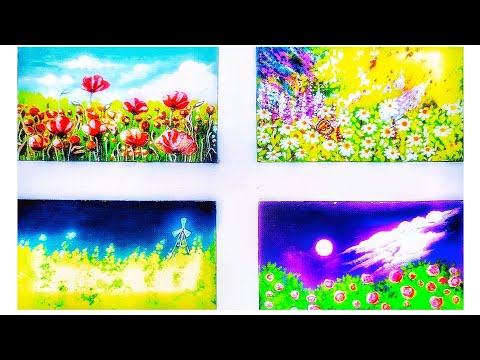 Wow Art Challenge 🌟 Flowers 🌿 Acrylic on Canvas 🖌️🌻 #acrylicpainting #wowart