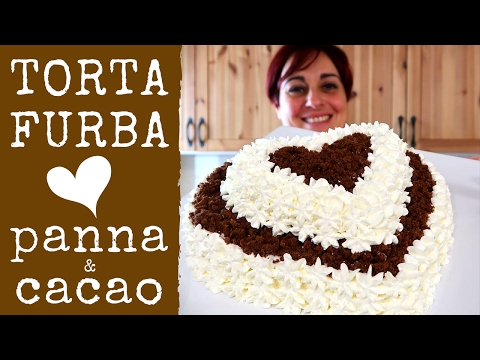 TORTA FURBA PANNA E CIOCCOLATO Ricetta facile - Chocolate Heart Cake Easy Recipe