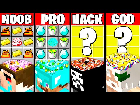 Minecraft Battle: BRAIN SURGERY GAME CRAFTING CHALLENGE NOOB vs PRO vs HACKER vs GOD Funny Animation