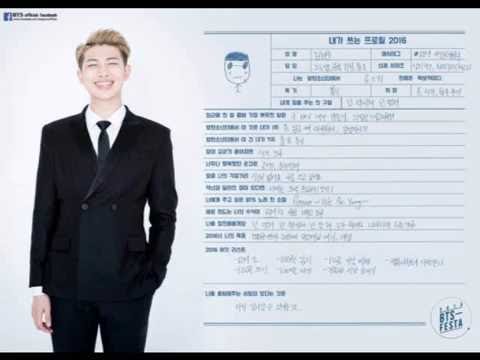 [ENG TRANSLATE /CC] Rap Monster - Written Profile by Himself for BTS Festa 2016