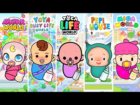 Toca Boca Baby vs Avatar World Baby vs Miga World Baby vs Pepi House Baby vs Yoya World Baby👶🍼