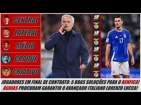 JOGADORES EM FINAL DE CONTRATO: 5 REFORÇOS PERFEITOS PARA O BENFICA! LORENZO LUCCA PERTO DO BENFICA?
