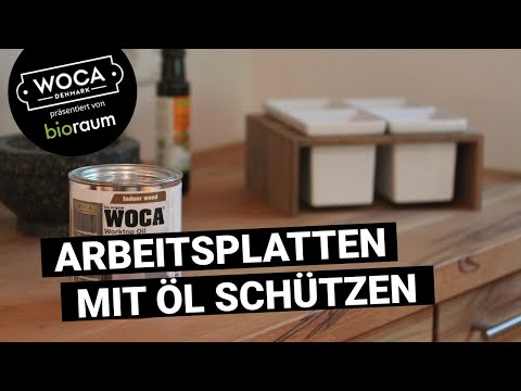 So ölt man eine Holztischplatte mit WOCA Arbeitsplattenöl – präsentiert von Bioraum