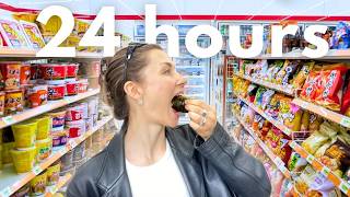 eating ONLY korean convenience store food for 24 HOURS 🍙🍡 (healthy food?!)