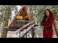 Living In A Tree House Cabin In The Woods A Frame Tiny Home Tour In A Snow Storm