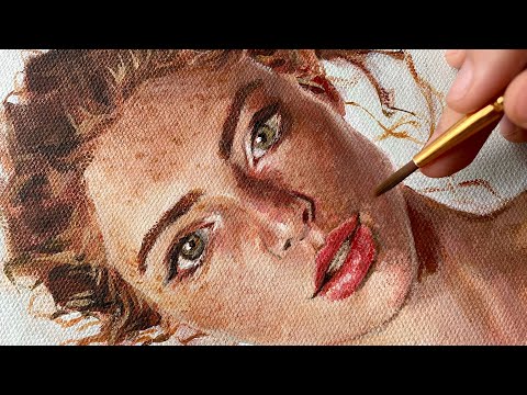 Acrylic Portrait Painting process / 1 photo, 4 mediums