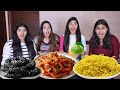 RED, GREEN, BLACK, YELLOW FOOD EATING CHALLENGE WITH @DingDongGirls ||