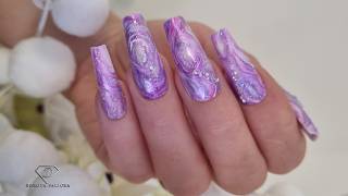 Amethyst Geode Nails Made Simple. Crystal  Nail Tutorial. Amethyst Stone Nail Art with Gel Polish.