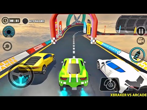 Impossible Car Tracks 3D - Green Car Driving Stunts Simulator Multiplayer Mode - Android Gameplay