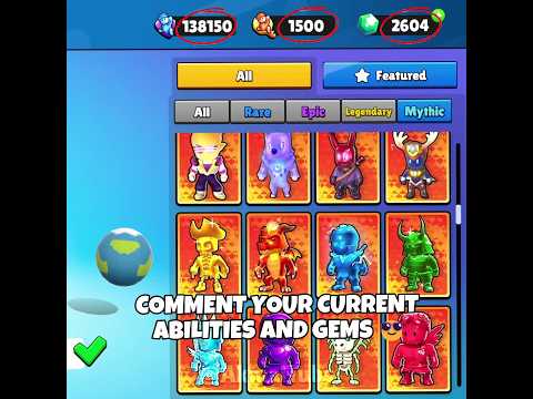 COMMENT YOUR CURRENT ABILITIES AND GEMS Stumble Guys 😎 #shorts #stumbleguys
