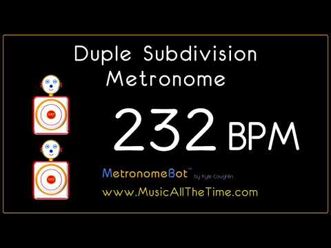 Duple subdivision metronome at 232 BPM MetronomeBot