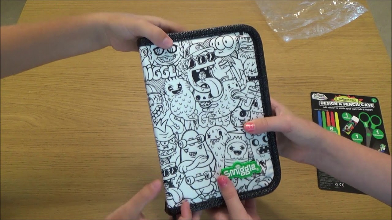 Smiggle Design A Pencil Case, DIY colour in your own pencil case