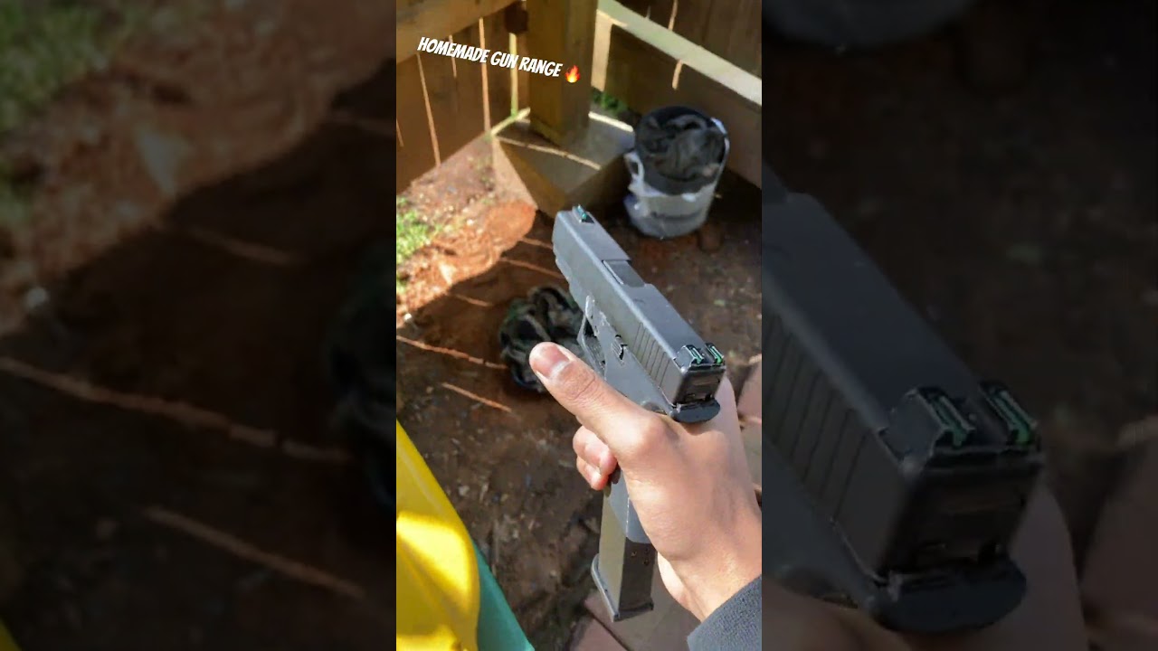 Homemade gun range & 3d printed Glock 19🔥🔥#glock#glock19#viral#3dprinting#fypシ#guns#shooting#3d2d