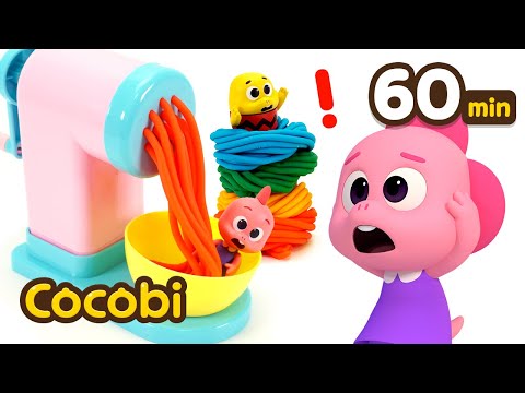 Let's Play with Rainbow Play-Doh Noodles! 🌈Color Videos For Kids | Compilation | Cocobi
