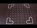 Very easy 10*10 dots rangoli design step by step tutorial | muggulu designs | small kolam rangoli