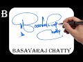 Basavaraj Chatty name signature design - B signature style - How to signature your name