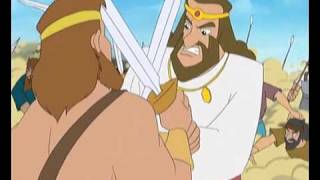 David et Goliath en dessin animé
