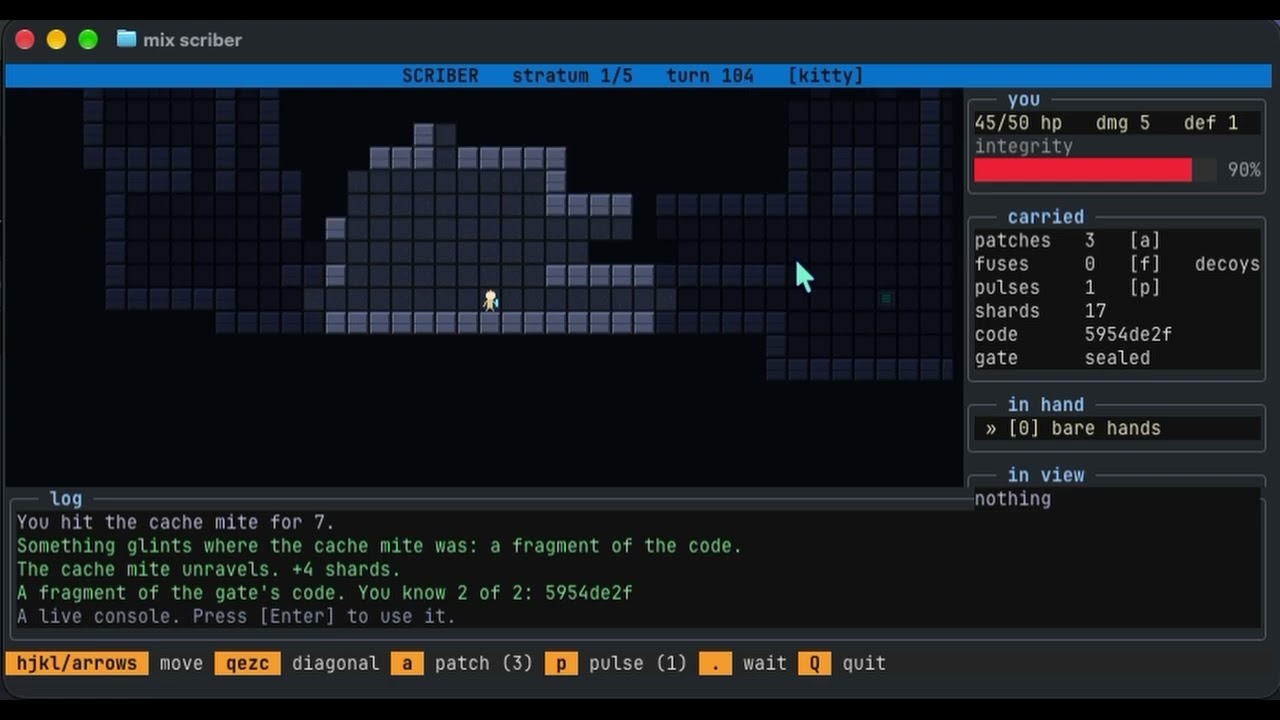 Scriber in play: a descent through the Lattice, with its sound