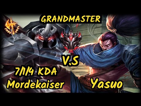 AG Shok (MORDEKAISER) vs YASUO - 7/1/4 KDA MID GAMEPLAY - OC Ranked GRANDMASTER