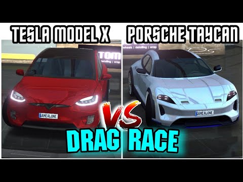 Tesla Model X VS Porsche Taycan - DRAG RACE- Driving School Sim 2020