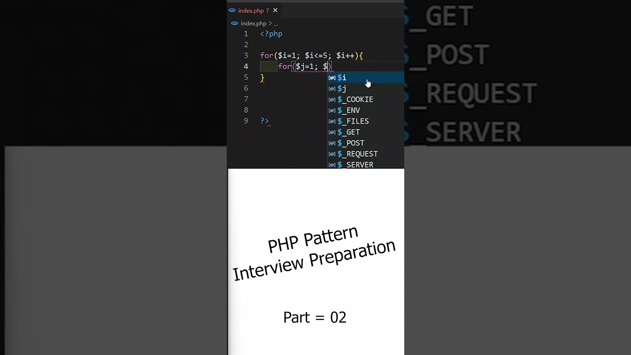 PHP Pattern Program || #PHP_interview #preparation #shorts #2023 #php Part - 02