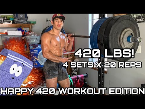 HAPPY 4/20 WORKOUT EDITION!! 420 LBS 4 SETS X 20 REPS!