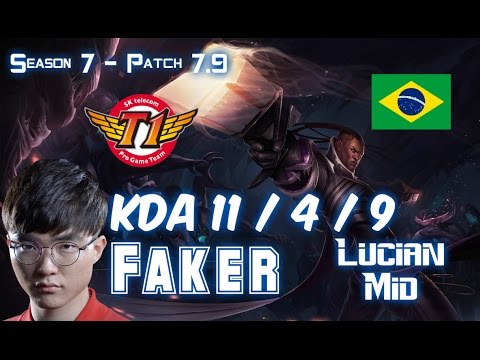 SKT T1 Faker LUCIAN vs LISSANDRA Mid - Patch 7.9 BR Ranked