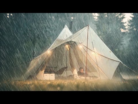 AMAZING‼️ CAMPING IN HEAVY RAIN WITH THUNDERSTORM || HEAVY RAIN CAMPING in Cozy tent 