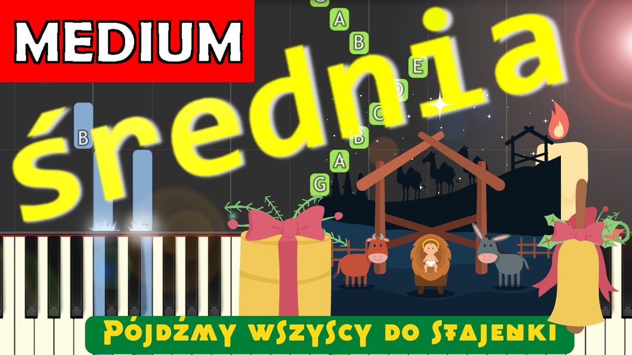 🎹 Pójdźmy wszyscy do stajenki - Piano Tutorial (średnia wersja) 🎵 NUTY W OPISIE 🎼