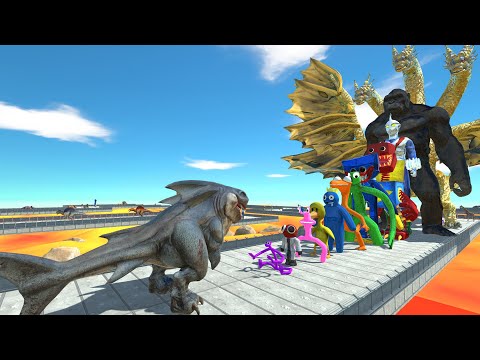 Megalodon Rex vs Ghidorah LAVA DEATH RUN - Animal Revotl Battle Simulator