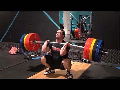 270kg Squat for 5 reps, 182kg Snatch, 250kg Front Squat, 220kg Clean - Training Footage