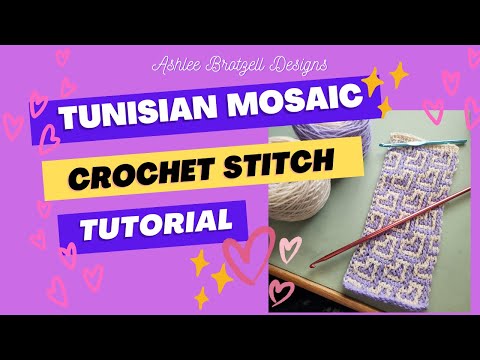 Tunisian Mosaic Crochet Stitch Tutorial, translating from Overlay Mosaic "Many Hearts" Pattern
