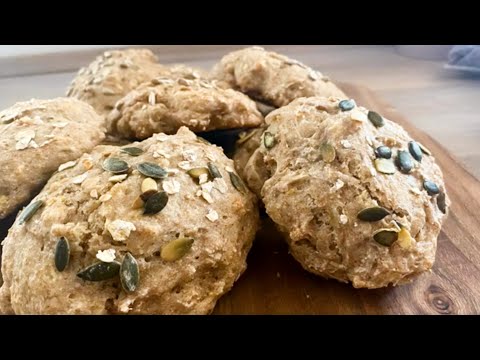 Petits pains complets et à la levure boulangère sèche - Sans pétrissage - Recette # 225