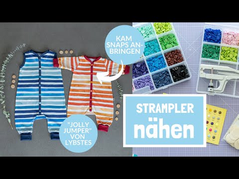 Kam Snaps anbringen | Strampler „Jolly Jumper“ nähen | Streifen zuschneiden