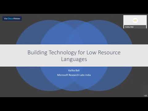 Building Technology for Low Resource Languages