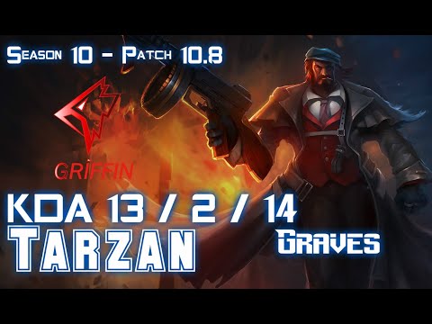 GRF Tarzan GRAVES vs T1 Cuzz OLAF Jungle - Patch 10.8 KR Ranked