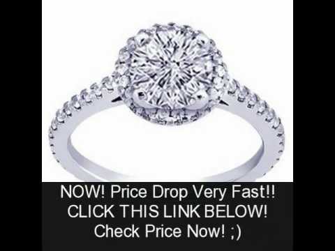 1.60 Ct Round Cut Halo Petite Diamond Engagement Ring Pave Setting 14K GOLD GIA