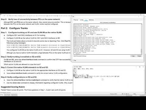 14-練習：6.2.2.4 Packet Tracer - Configuring Trunks