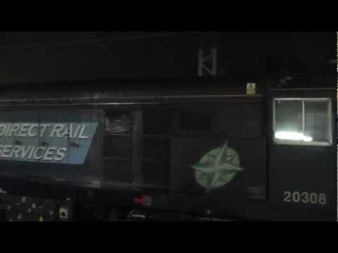 20308/20312 6K73 Sellafield - Crewe flasks passing Carnforth 10th Jan. 2013