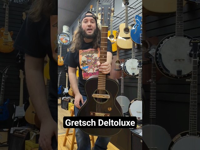 Vídeo relacionado con Gretsch Jim Dandy Deltoluxe Parlor Acoustic Guitar, Walnut Fingerboard, Tort Pickguard, Black