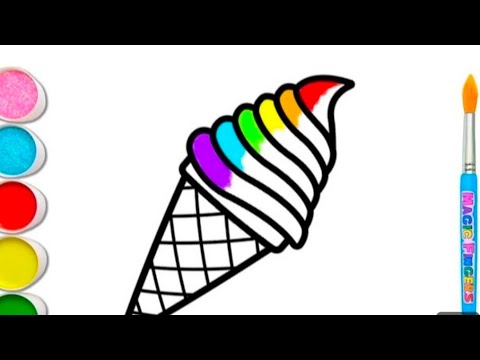 HOW TO DRAW cute ice cream 🍦oil pastels coloring painting 🎨