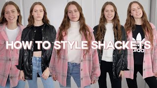 5 ways to style a shacket this fall 🍂 | quick and easy fall outfit ideas, shirt-jacket styling tips!