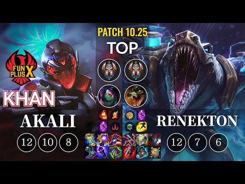 FPX Khan Akali vs Renekton Top - KR Patch 10.25