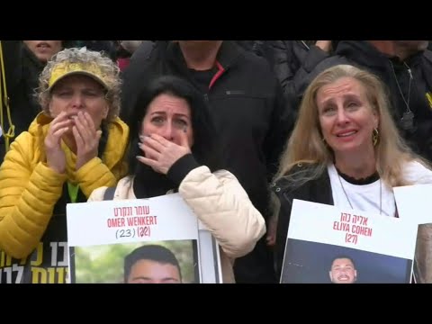 Video Thumbnail: Israelis react in Hostages Square as two hostages handed over to the Red Cross in Gaza's Rafah | AFP