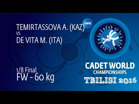 1/8 FW - 60 kg: A. TEMIRTASSOVA (KAZ) df. M. DE VITA (ITA), 6-5