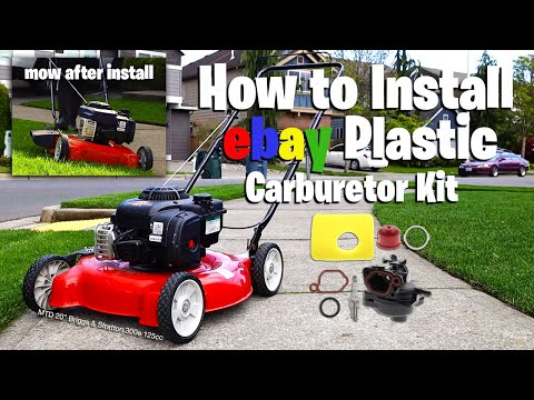 How to install ebay plastic carburetor kit MTD 20" lawn mower 300e 125cc briggs & stratton