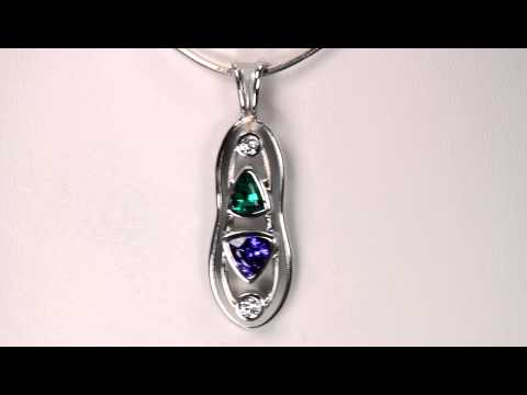 Christopher Michael Designed Tanzanite and Emerald Pendant