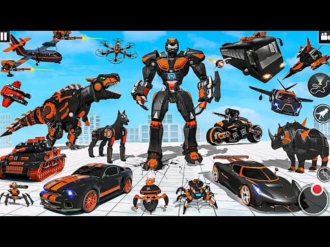 Dino Robot Car Transform Games: Fire truck Robot Rescue Peoples - Android iOS Gameplay